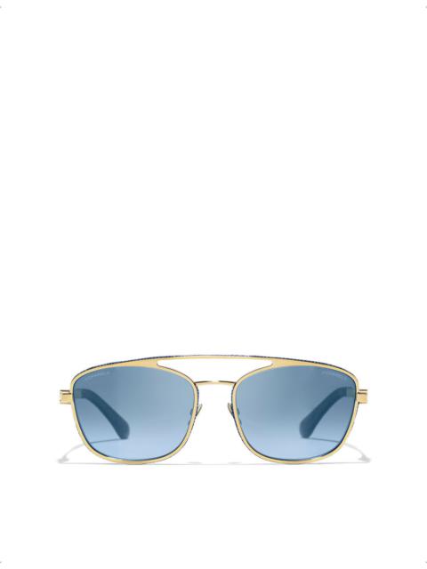 CHANEL CH4290Q Pilot-Frame Metal Sunglasses