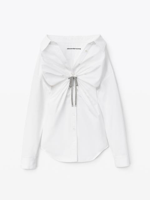 Alexander Wang CRYSTAL TIE TWIST DRESS IN COTTON POPLIN