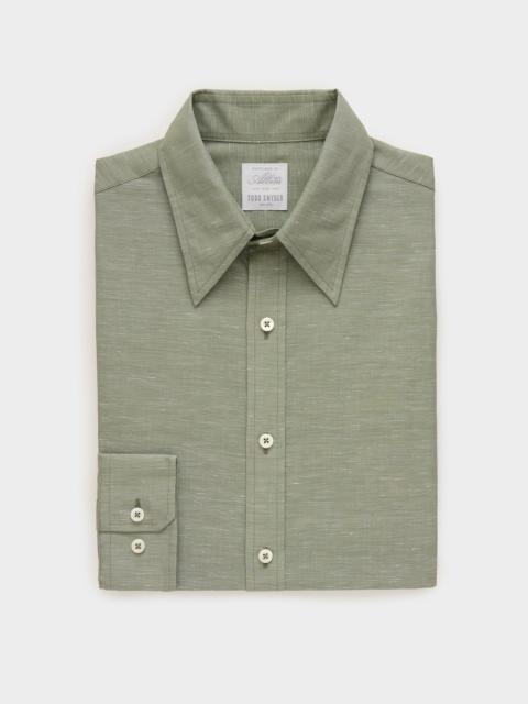 TODD SNYDER Italian Cotton-Linen Long Point Collar Dress Shirt