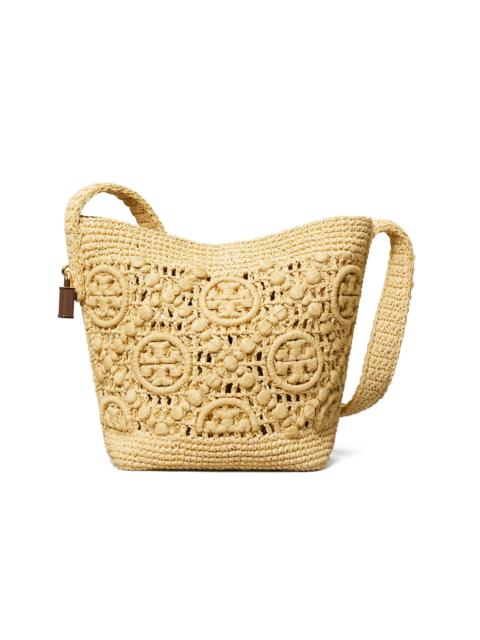 TORY BURCH Women's Lock Medium Monogram Crochet Bucket Bag - Natural