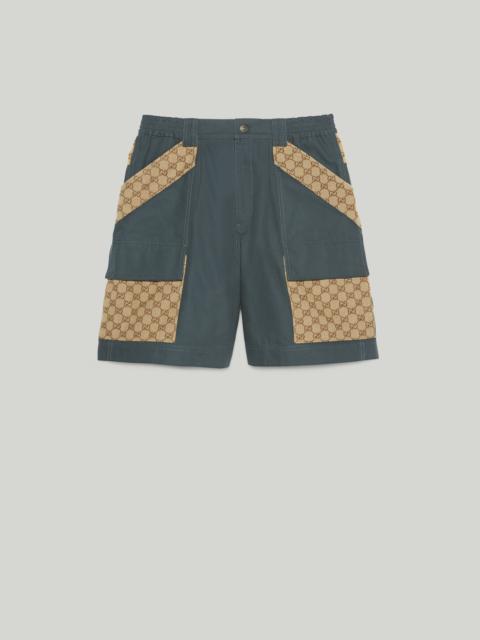 GUCCI Cotton canvas bermuda short with GG inserts