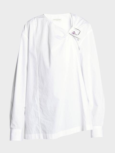 Dries Van Noten Cijou Embellished Twisted Oversized Shirt