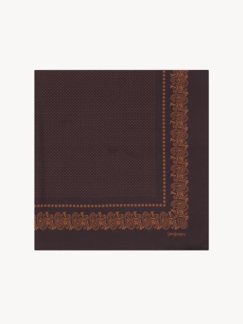 SAINT LAURENT SQUARE SCARF IN DOTTED PAISLEY SILK TWILL