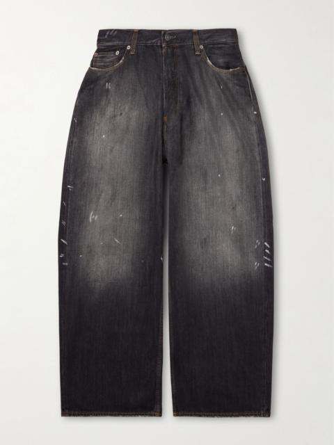 Acne Studios 2023 Paint-Splattered Distressed Wide-Leg Jeans Black