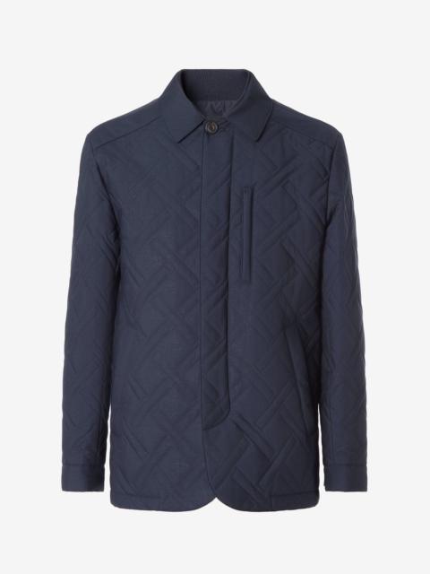 CORNELIANI Navy blue technical fabric caban coat with detachable vest