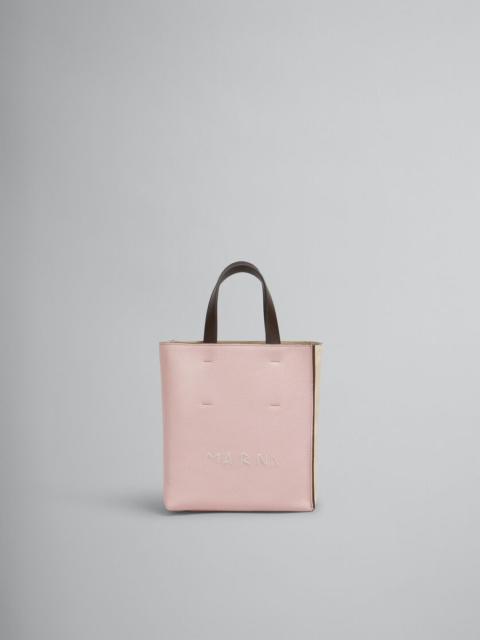 Marni MUSEO SOFT MINI BAG IN PINK COLOUR-BLOCK LEATHER WITH MARNI MENDING