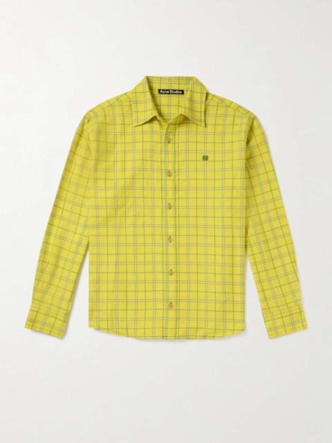 Acne Studios Sarlie Logo-Appliquéd Checked Cotton-Flannel Shirt