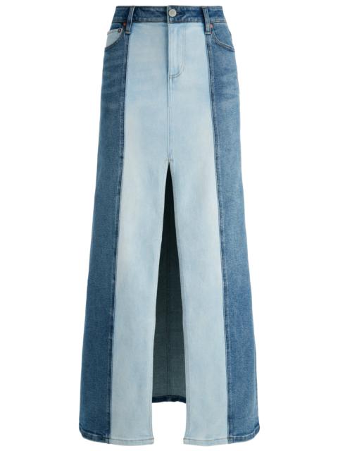 Alice + Olivia RYE DENIM TWO TONE MAXI SKIRT