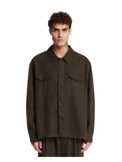 Massimo Osti Studio Green Emerized Linen Overshirt