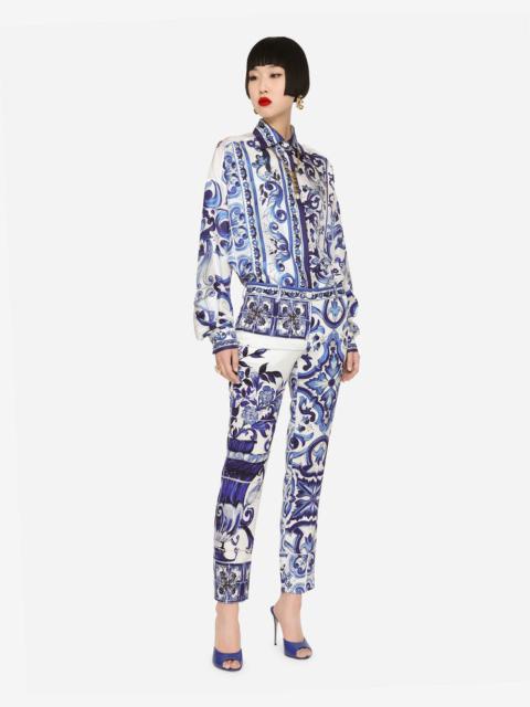 Dolce & Gabbana Majolica-print charmeuse pants