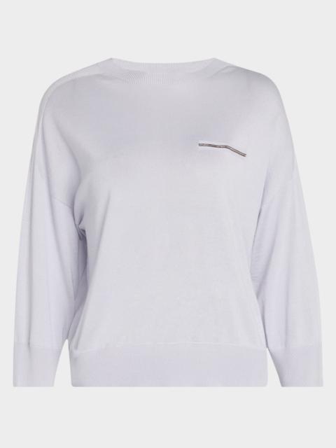 PESERICO Cashmere and Silk Chain-Trim Knit Sweater