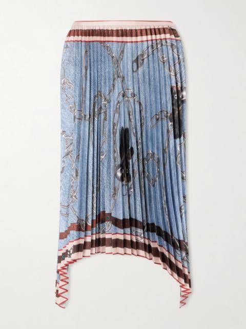 Acne Studios Pleated Printed Satin Midi Skirt