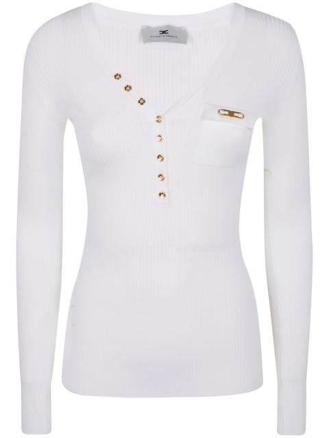 ELISABETTA FRANCHI The V-Neck Sweater by Elisabetta Franchi is a stunning addition to your fall wardrobe. Crafted from 