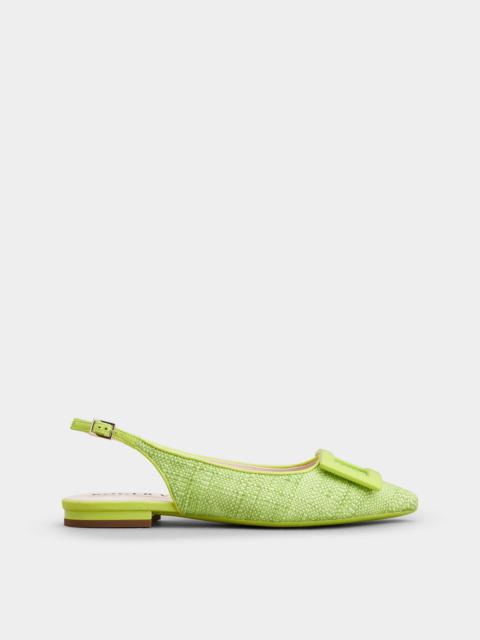 Roger Vivier Gommettine Lacuqered Buckle Slingback Piping Ballerinas in Fabric