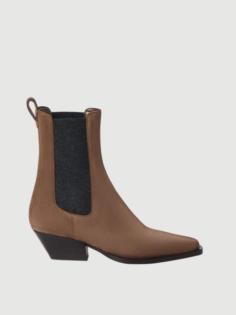 Brunello Cucinelli Suede Chelsea boots with precious loop detail