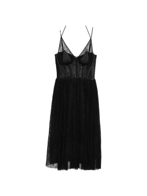ELISABETTA FRANCHI Elisabetta Franchi Lace-panelled Pleated Midi Dress