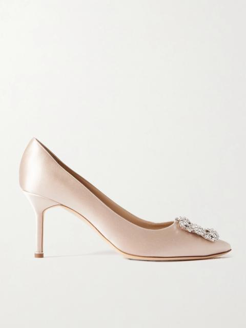 Manolo Blahnik Hangisi 70 Crystal-embellished Satin Pumps