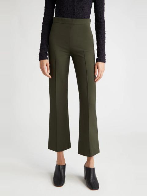 Pintuck Crop Flare Cotton Blend Pants