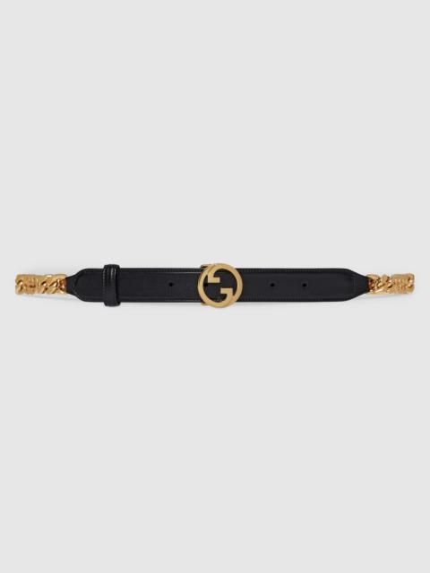 GUCCI Thin chain belt with Round Interlocking G