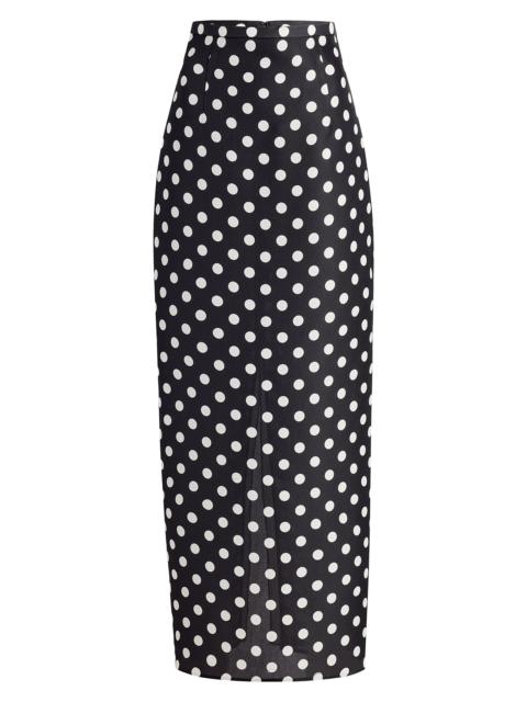 KHAITE Women's Winton Polka Dot Silk Pencil Skirt - Medium Dot Black