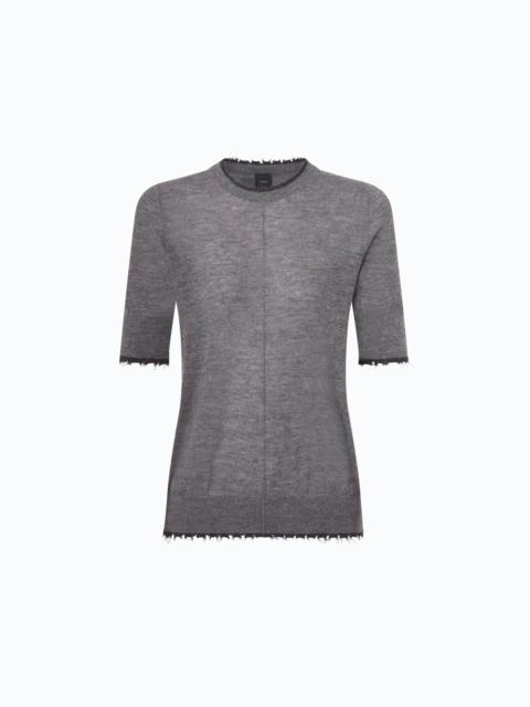 PINKO SHORT-SLEEVED T-SHIRT WITH FRAYED EDGES