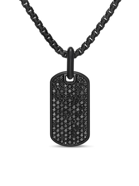 DAVID YURMAN Men's Chevron Tag in Titanium with Sterling Silver, 27MM - Black Diamond