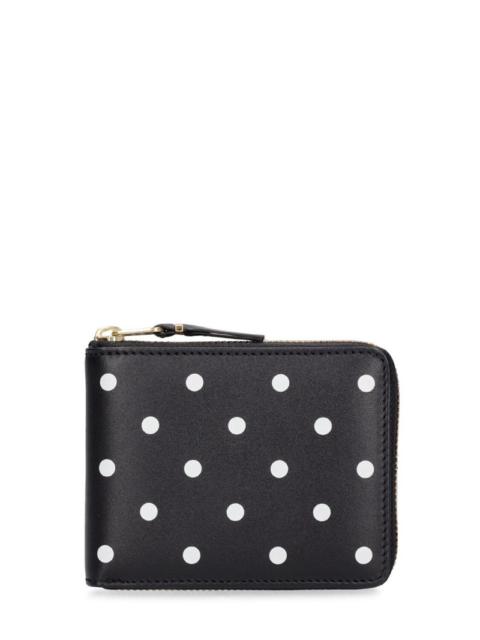 Dot print leather line wallet