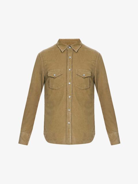 Western pleated-cuff regular-fit cotton-corduroy shirt