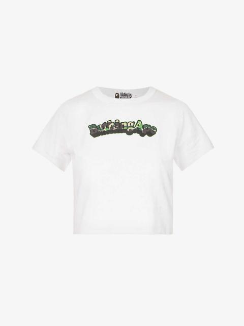 A BATHING APE® Logo-print cropped cotton-jersey T-shirt