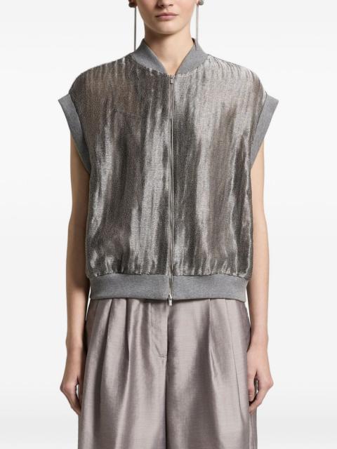 PESERICO zip-up sleeveless bomber jacket