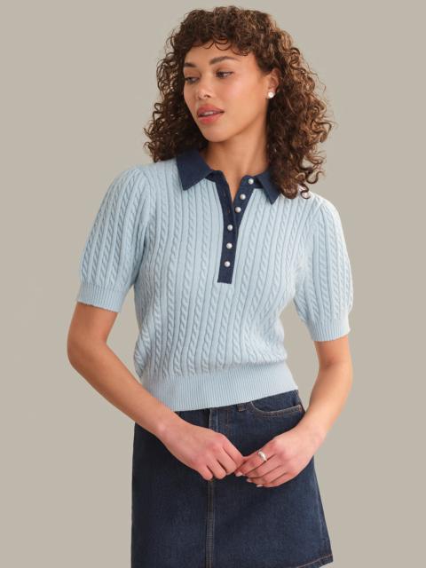 525 america Astor Denim Mix Mini Cable Short Sleeve Pullover