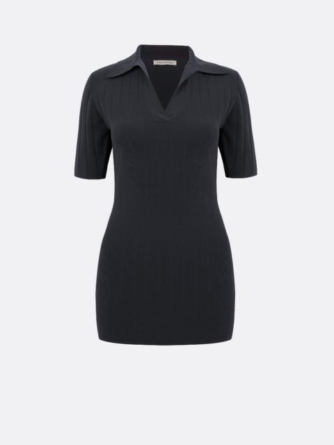 EMILIA WICKSTEAD Dune Grey Fitted Polo Top