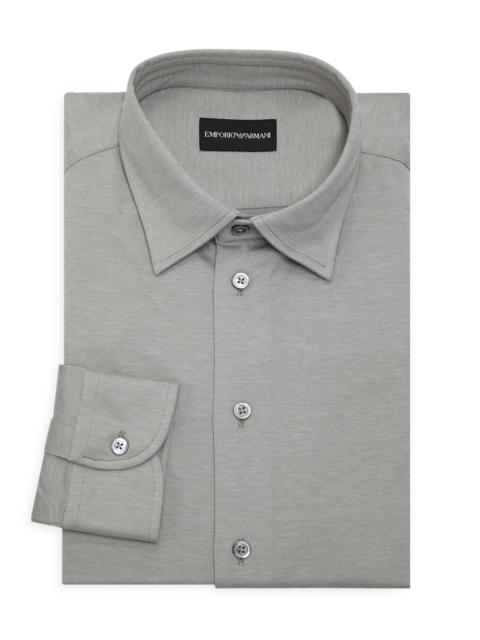 EMPORIO ARMANI Men's Cotton Sport Shirt - Beige Medium Melange