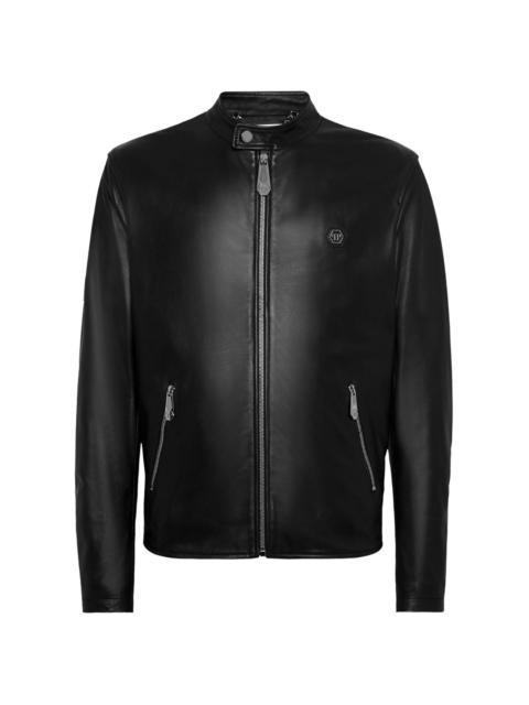 PHILIPP PLEIN leather moto jacket