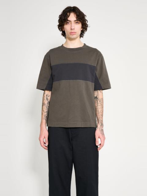 MARGARET HOWELL MHL PANEL T-SHIRT LIGHT COTTON JERSEY ASSAM / BLACK