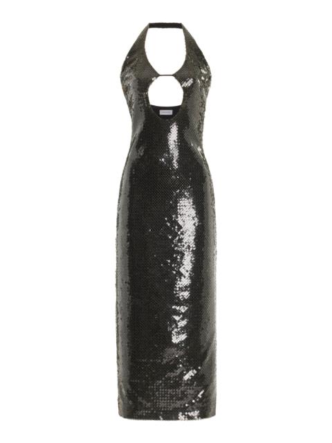 16ARLINGTON Sola Sequined Midi Halter Dress grey