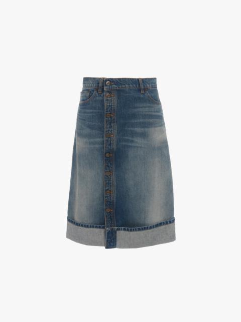 Victoria Beckham Placket Detail Denim Skirt In Heavy Vintage Indigo Wash