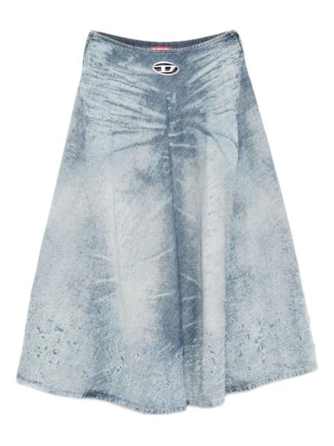 Diesel acid-wash logo-plaque denim midi A-line skirt