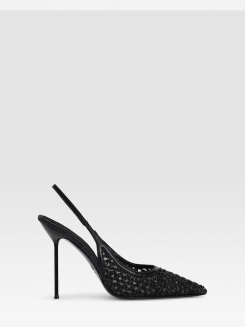 PARIS TEXAS SLINGBACK IN WOVEN RAFFIA