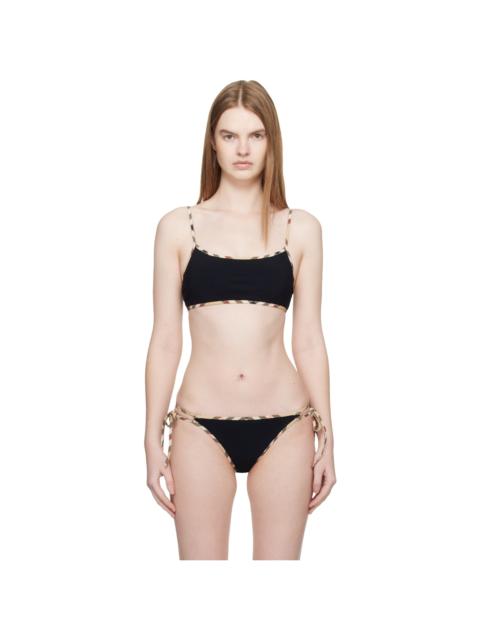 Burberry Black Check Trim Bikini Top