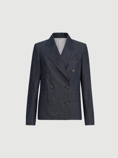 Brunello Cucinelli Cotton denim-effect twill blazer with monili
