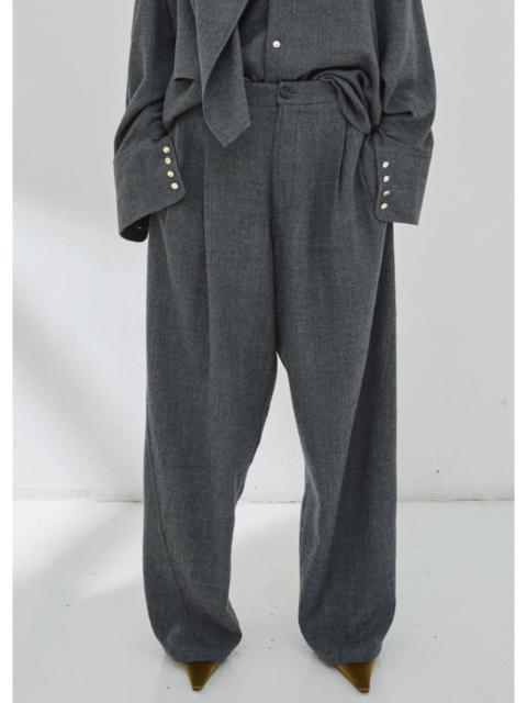 DARKPARK Darkpark Phebe Wide-Leg Japanese Light Wool Pants - Grey Melange