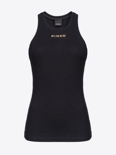 PINKO RIBBED TOP WITH LOGO