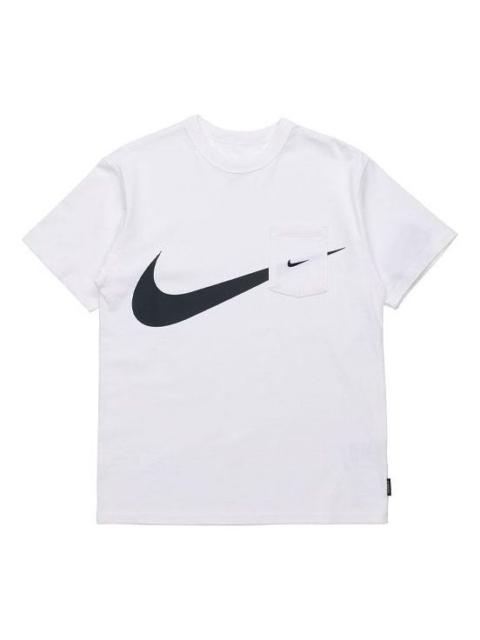 Nike Nike Sportswear Swoosh Casual Sports Round Neck Logo Pocket Short Sleeve White DJ4134-100