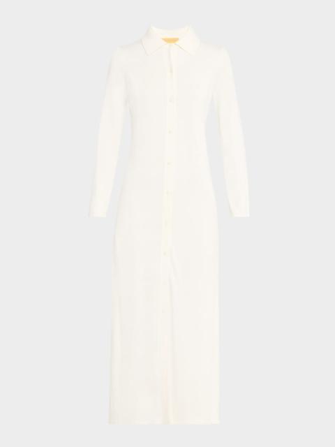 Showtime Silk-Linen Maxi Shirtdress