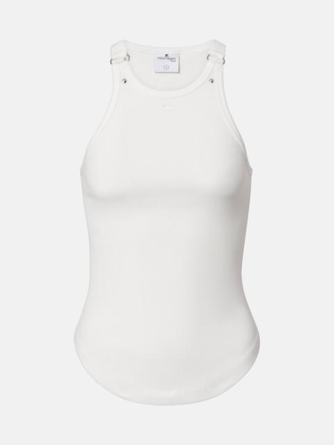 courrèges Buckle 90's ribbed-knit cotton tank top