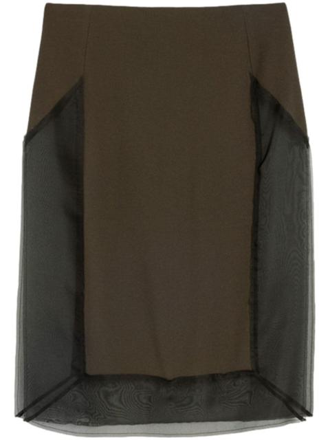 AMI Paris tulle-panel straight skirt