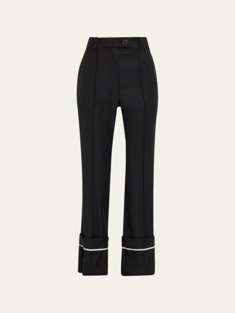 Cuffed Straight-Leg Pants