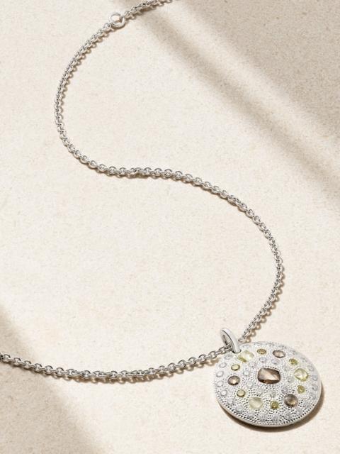 De Beers Talisman Medal 18-karat White Gold Diamond Necklace