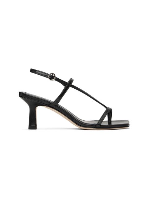 Aeyde Black Elise Leather Toe-Post Heeled Sandals